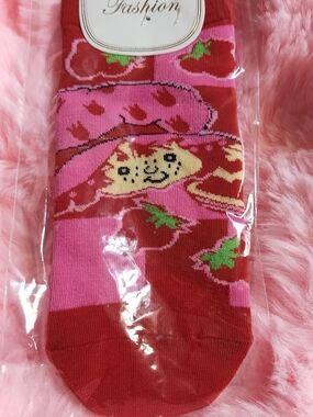 Strawberry Character Women's Socks - Pink & Red
